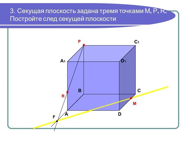 3. Секущая плоскость задана тремя точками М, Р, R. Постройте