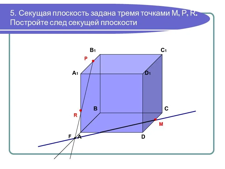 5. Секущая плоскость задана тремя точками М, Р, R. Постройте