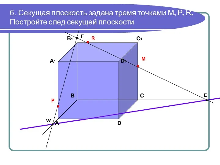 6. Секущая плоскость задана тремя точками М, Р, R. Постройте