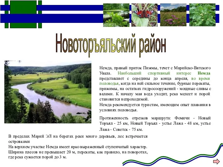 Новоторъяльский район Немда, правый приток Пижмы, течет с Марийско-Вятского Увала.