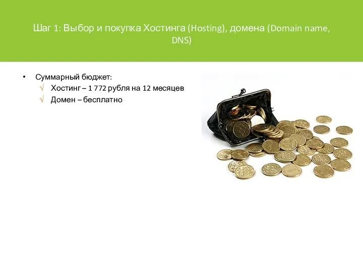 Суммарный бюджет: Хостинг – 1 772 рубля на 12 месяцев