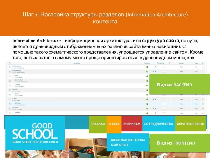 Шаг 5: Настройка структуры разделов (Information Architecture) контента Information Architecture