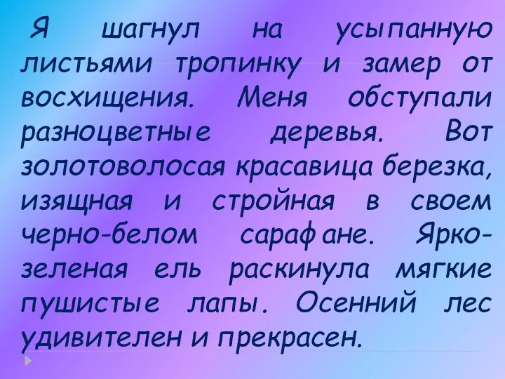 Я шагнул на усыпанную листьями тропинку и замер от восхищения.