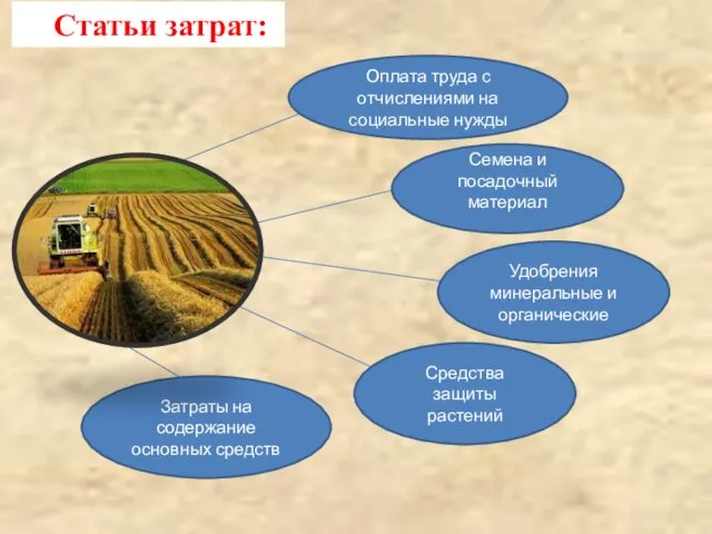 Статьи затрат: Затраты на содержание основных средств Оплата труда с