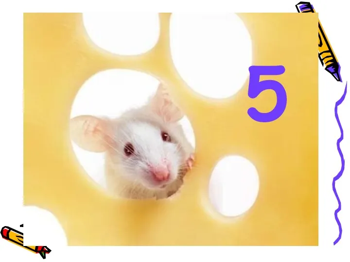 Мышь считает дырки в сыре: Три плюс две - всего ... 5