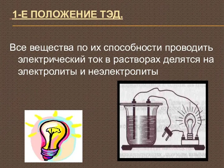 1-Е ПОЛОЖЕНИЕ ТЭД. Все вещества по их способности проводить электрический