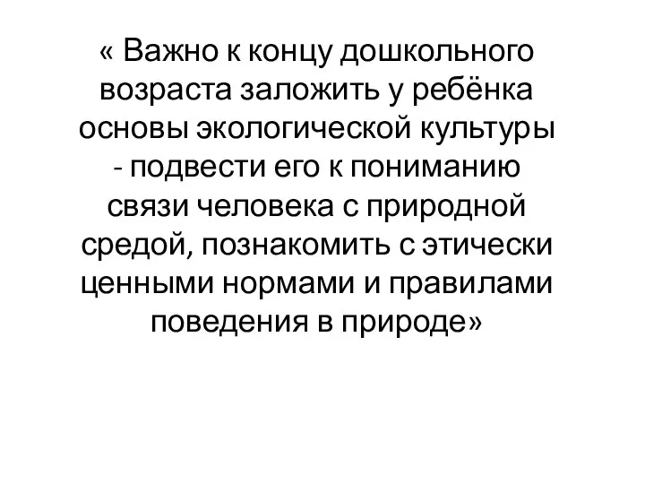 « Важно к концу дошкольного возраста заложить у ребёнка основы