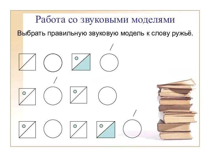 Работа со звуковыми моделями Выбрать правильную звуковую модель к слову ружьё.