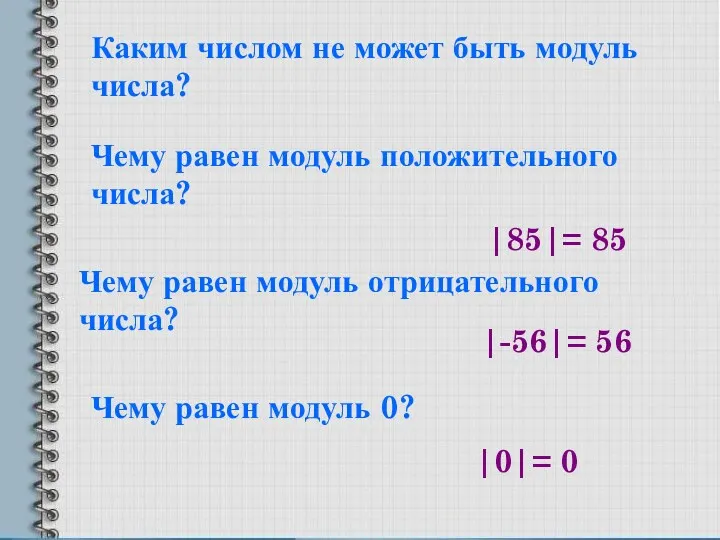 Каким числом не может быть модуль числа? Чему равен модуль