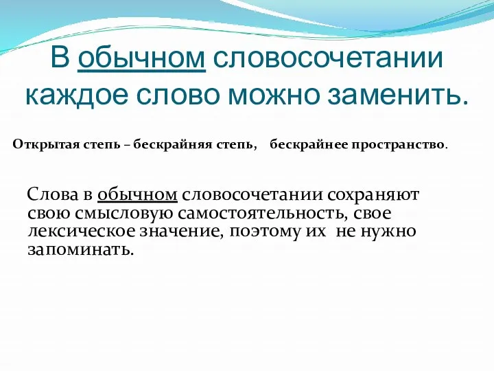 Открытая степь – бескрайняя степь, бескрайнее пространство. Слова в обычном