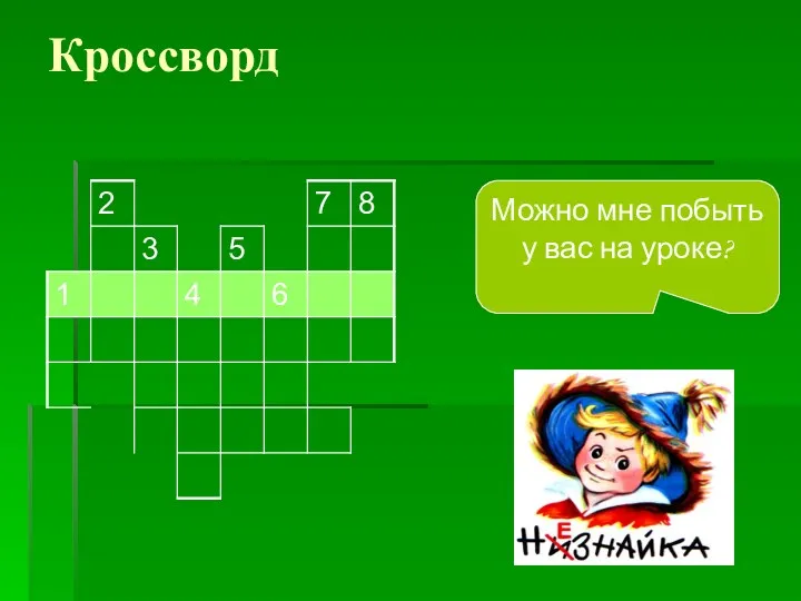 Кроссворд Можно мне побыть у вас на уроке?