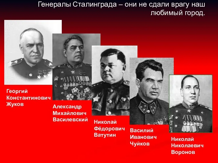 Генералы Сталинграда – они не сдали врагу наш любимый город. Георгий Константинович Жуков