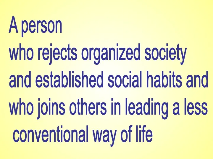 A person who rejects organized society and established social habits