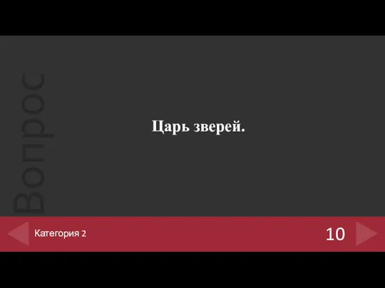 Царь зверей. 10 Категория 2