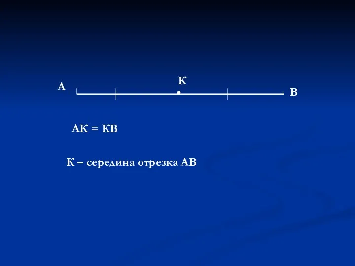 А В К АК = КВ К – середина отрезка АВ