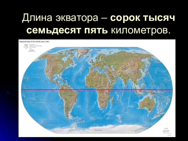 Длина экватора – сорок тысяч семьдесят пять километров.