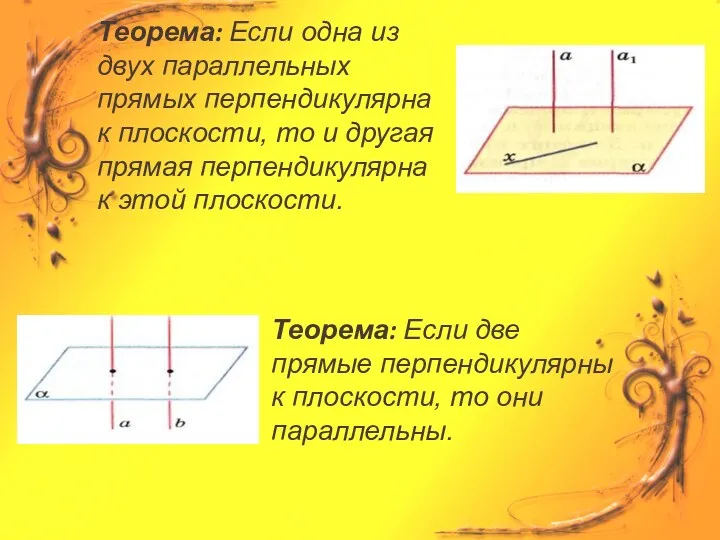 Теорема: Если две прямые перпендикулярны к плоскости, то они параллельны.