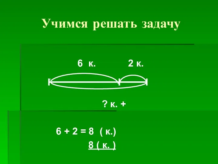 Учимся решать задачу 6 к. 2 к. ? к. +