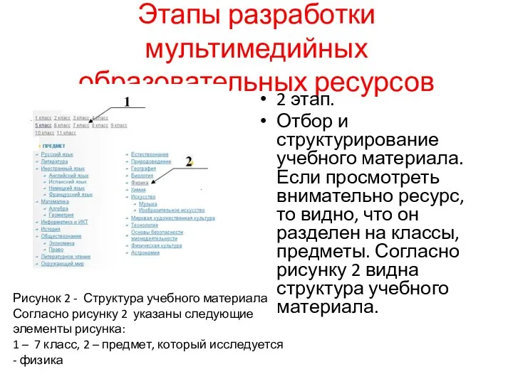 Этапы разработки мультимедийных образовательных ресурсов 2 этап. Отбор и структурирование учебного материала. Если