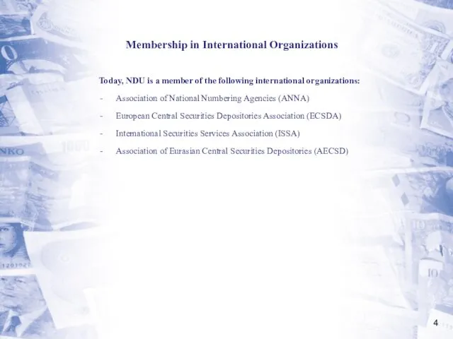 Membership in International Organizations Today, NDU is a member of the following international