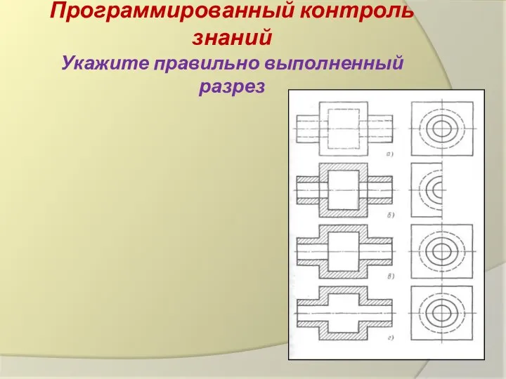 Программированный контроль знаний Укажите правильно выполненный разрез