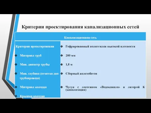 Критерии проектирования канализационных сетей