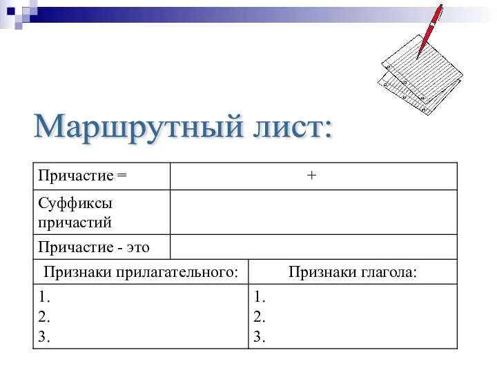 Маршрутный лист: