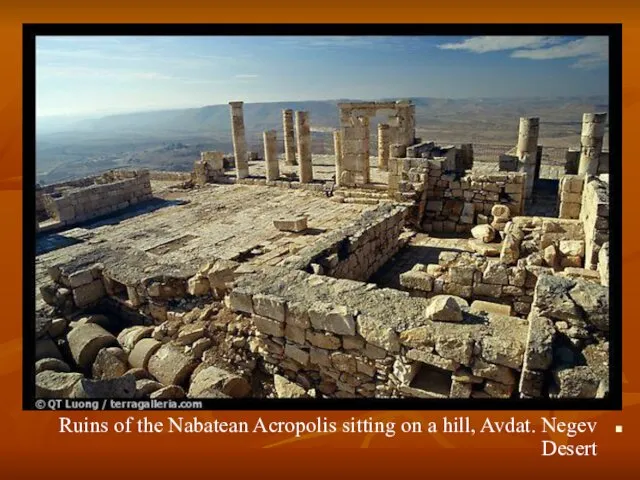 Ruins of the Nabatean Acropolis sitting on a hill, Avdat. Negev Desert