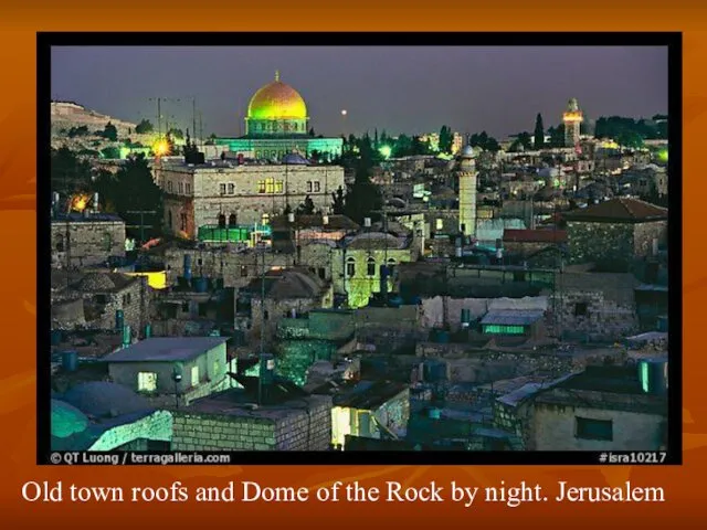 Old town roofs and Dome of the Rock by night. Jerusalem