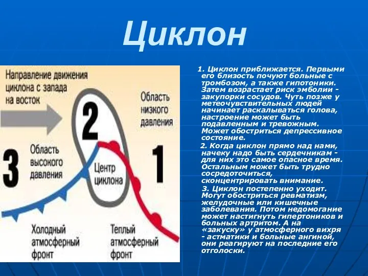 Циклон 1. Циклон приближается. Первыми его близость почуют больные с