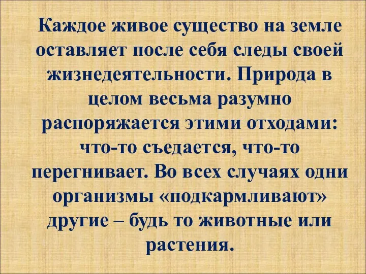 Каждое живое существо на земле оставляет после себя следы своей