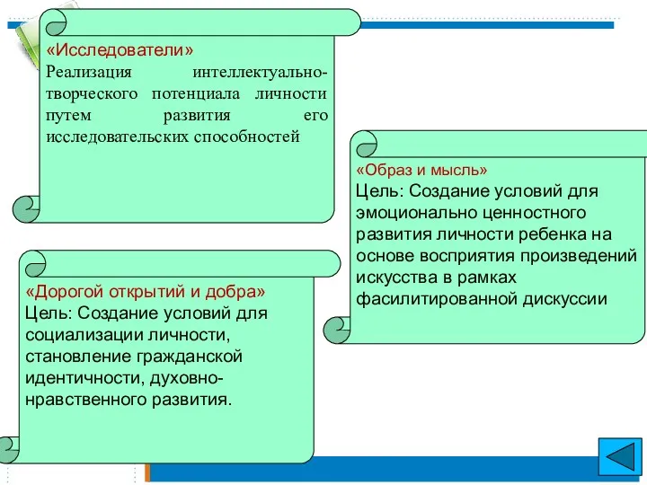 «Образ и мысль» Цель: Создание условий для эмоционально ценностного развития