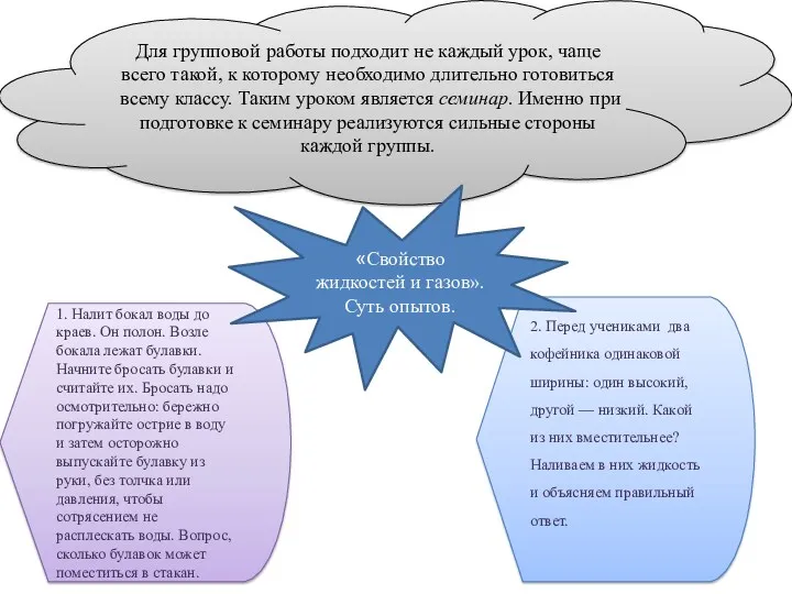 Для групповой работы подходит не каждый урок, чаще всего такой,