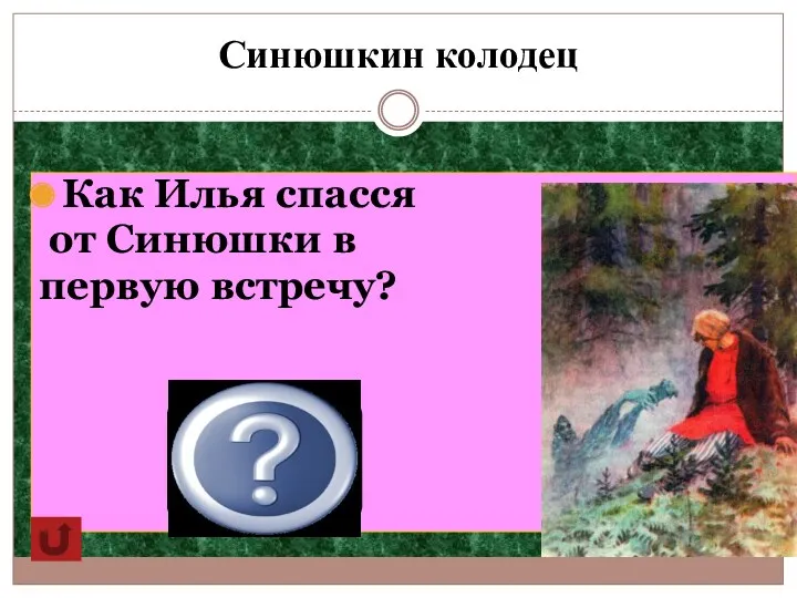 Синюшкин колодец Как Илья спасся от Синюшки в первую встречу? Помогли бабкины перья