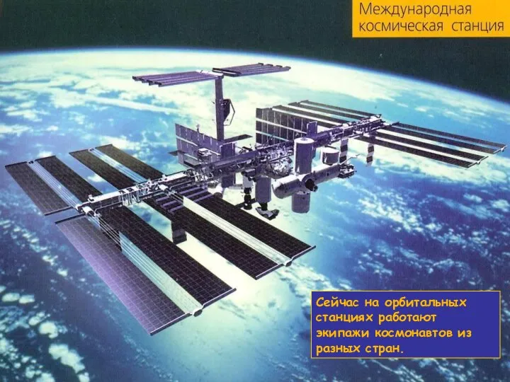 Сейчас на орбитальных станциях работают экипажи космонавтов из разных стран.