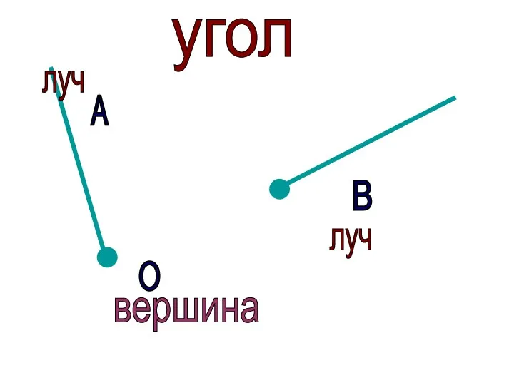 вершина луч луч угол А О В