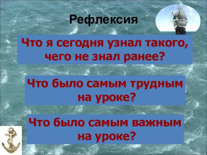 Рефлексия Что я сегодня узнал такого, чего не знал ранее? Что было самым