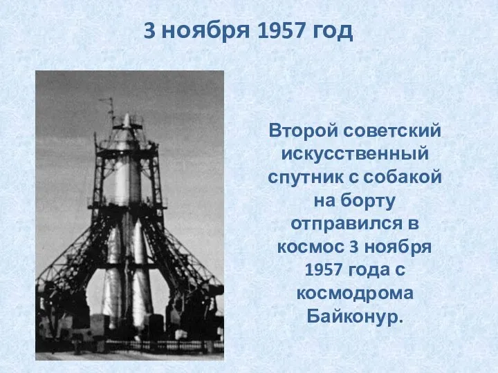 Второй советский искусственный спутник с собакой на борту отправился в