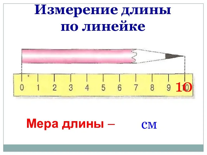 Измерение длины по линейке Мера длины – 10 см