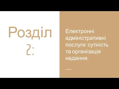 Розділ 2: Електронні адміністративні послуги: сутність та організація надання.