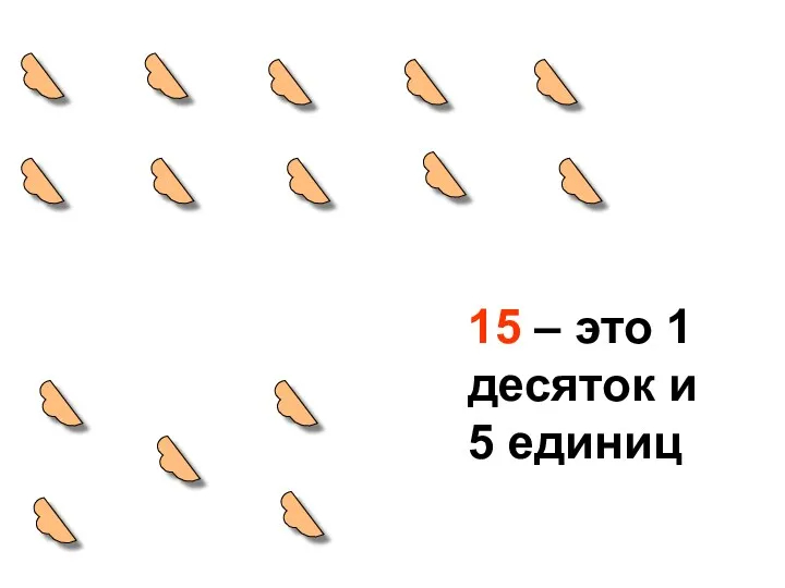 15 – это 1 десяток и 5 единиц