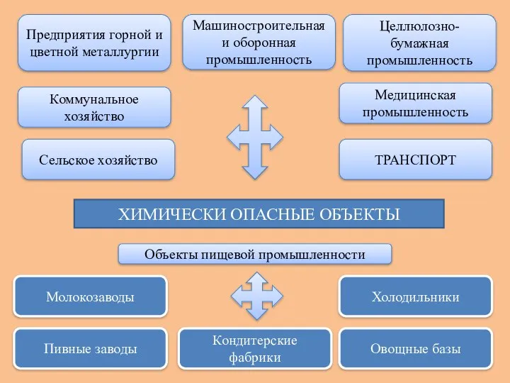 ХИМИЧЕСКИ ОПАСНЫЕ ОБЪЕКТЫ Предприятия горной и цветной металлургии Коммунальное хозяйство