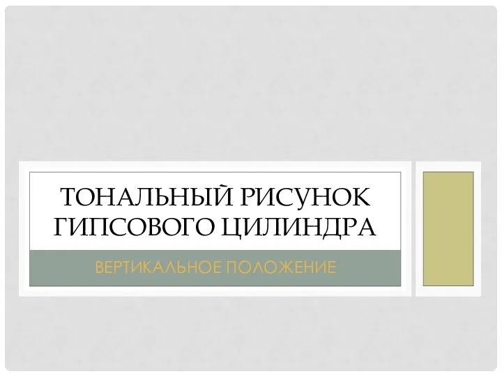 Вертикальное положение Тональный рисунок гипсового цилиндра