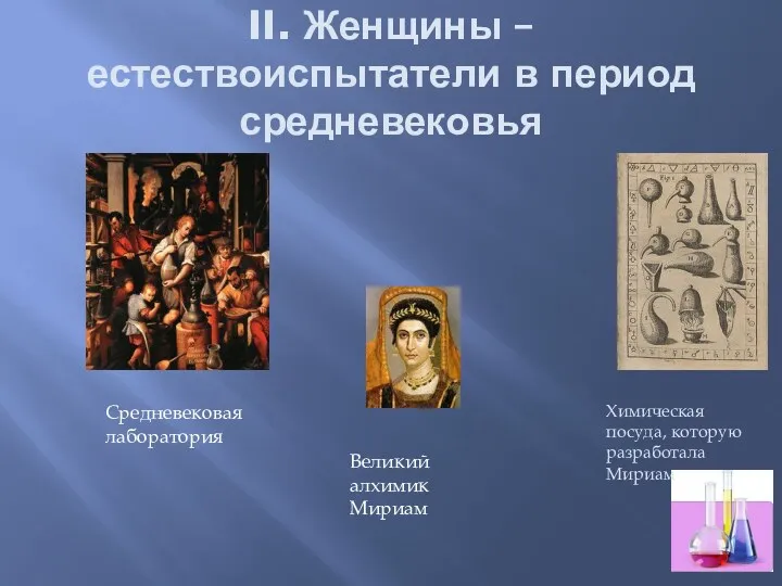 II. Женщины – естествоиспытатели в период средневековья Великий алхимик Мириам