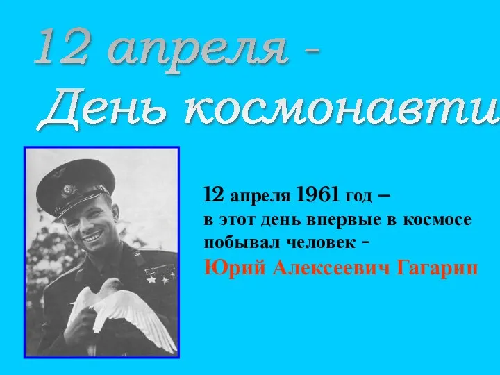 12 апреля - День космонавтики 12 апреля 1961 год –