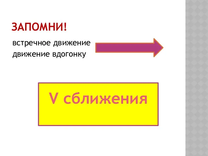 Запомни! встречное движение движение вдогонку V сближения