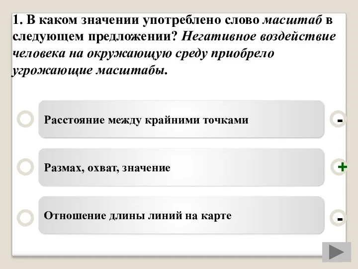 1. В каком значении употреблено слово масштаб в следующем предложении?