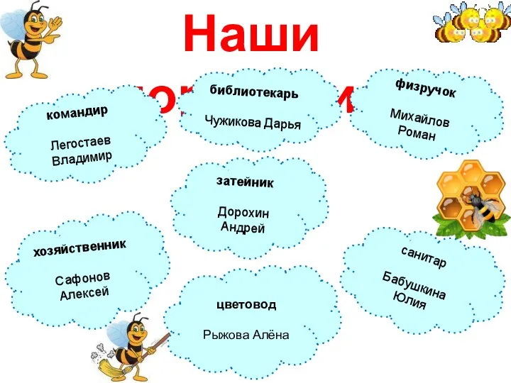 Наши поручения командир Легостаев Владимир физручок Михайлов Роман затейник Дорохин