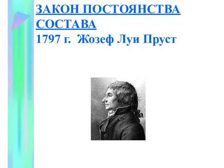 ЗАКОН ПОСТОЯНСТВА СОСТАВА 1797 г. Жозеф Луи Пруст