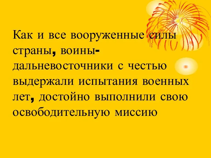 Как и все вооруженные силы страны, воины-дальневосточники с честью выдержали